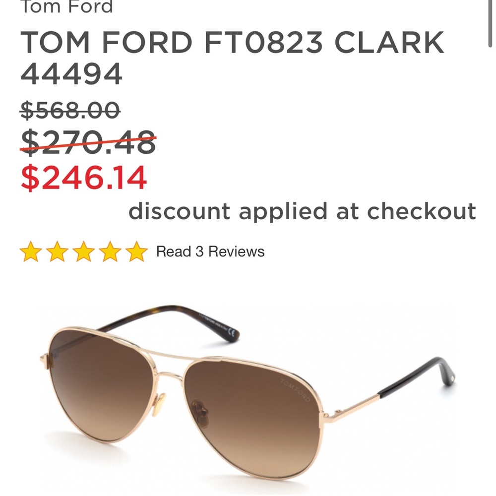 Tom Ford Clark Shiny Rose Gold Perfect condition Unisex Sunglasses w/ Box Shown - Picture 3 of 4